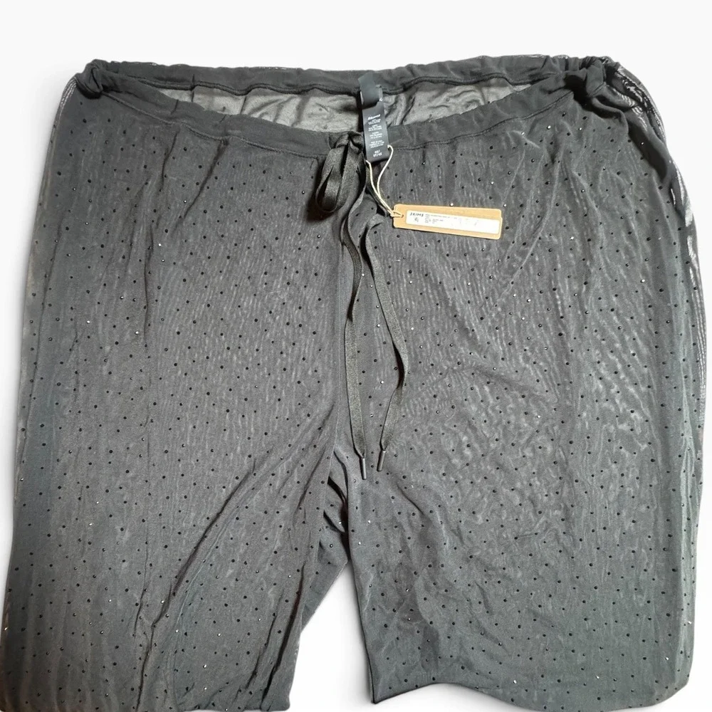 SKIMS Mesh Rhinestone Swim Cover Up Pant Onyx Black 4X  New